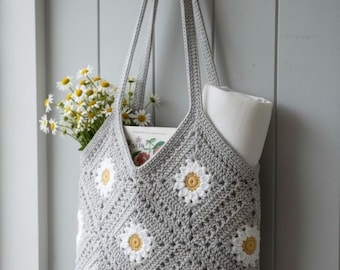 Crochet Flower Granny Square Tote Bag Kit – Beginner DIY Yarn Project