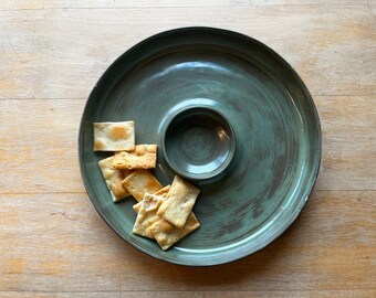 Dip Dish arcilla negra, glaseado de té verde