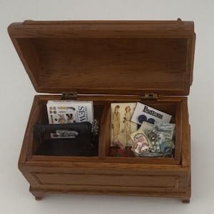 Walnut Trunk With Sewing Items