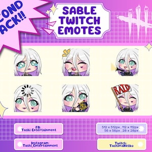 PACK 2!! Sable Ward from Dead By Daylight: 6 Static Twitch Emotes + 1 Animated Emote!