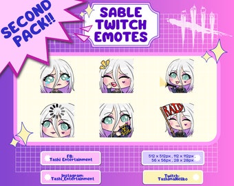 PACK 2!! Sable Ward from Dead By Daylight: 6 Static Twitch Emotes + 1 Animated Emote!