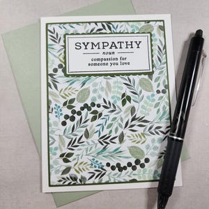 Sympathy Card: Handmade Compassion Card with Green Leaves