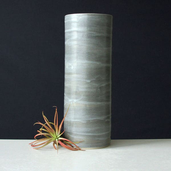 Grey Ceramic Cylinder Vase