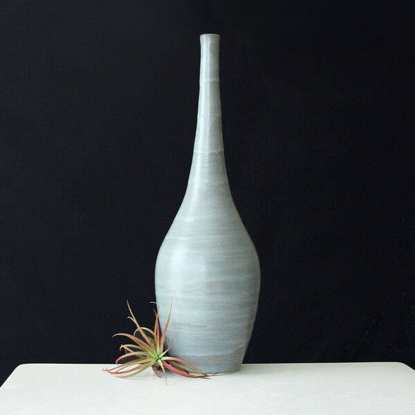 Large Porcelain Stem Vase Grey