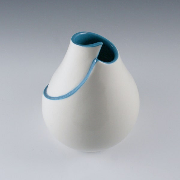 Small Curvy Vase with Blue Accent