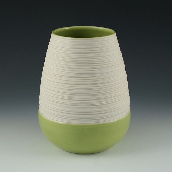 SALE Groove Vase in Olive Green