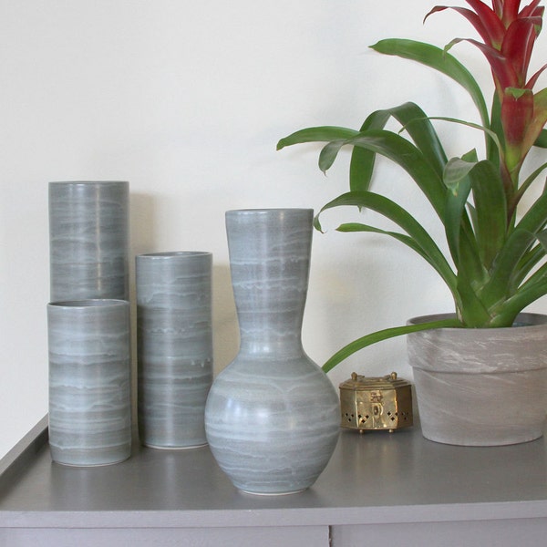 RESERVED SALE Modern Porcelain Vase in Steel Grey