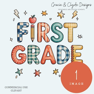 First Grade Clipart | Back to School PNG | Whimsical Teacher Illustration | Cute Classroom Graphic | 1st Grade Sublimation Art