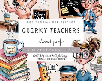 Funny Teacher Clipart Bundle, Sarcastic Teacher Life PNGs for Sublimation, Quirky Back to School Digital Art, Coffee Humor, Classroom Decor