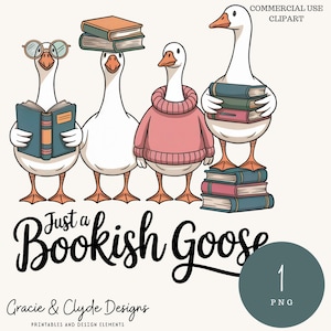 Gewoon een leesgrage gans, png PNGEgg | Grappige gans boekenliefhebber clipart | Leesclub | Sublimatie boeknerd | Gezellige herfstboekafbeeldingen | Leuke bibliothecaris