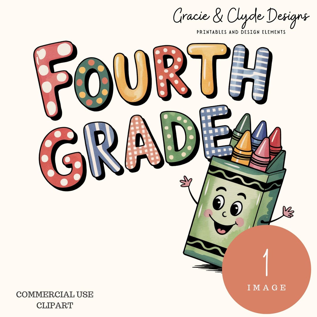 Fourth Grade Clipart | Crayon Box PNG | Cute Classroom Art | Whimsical ...