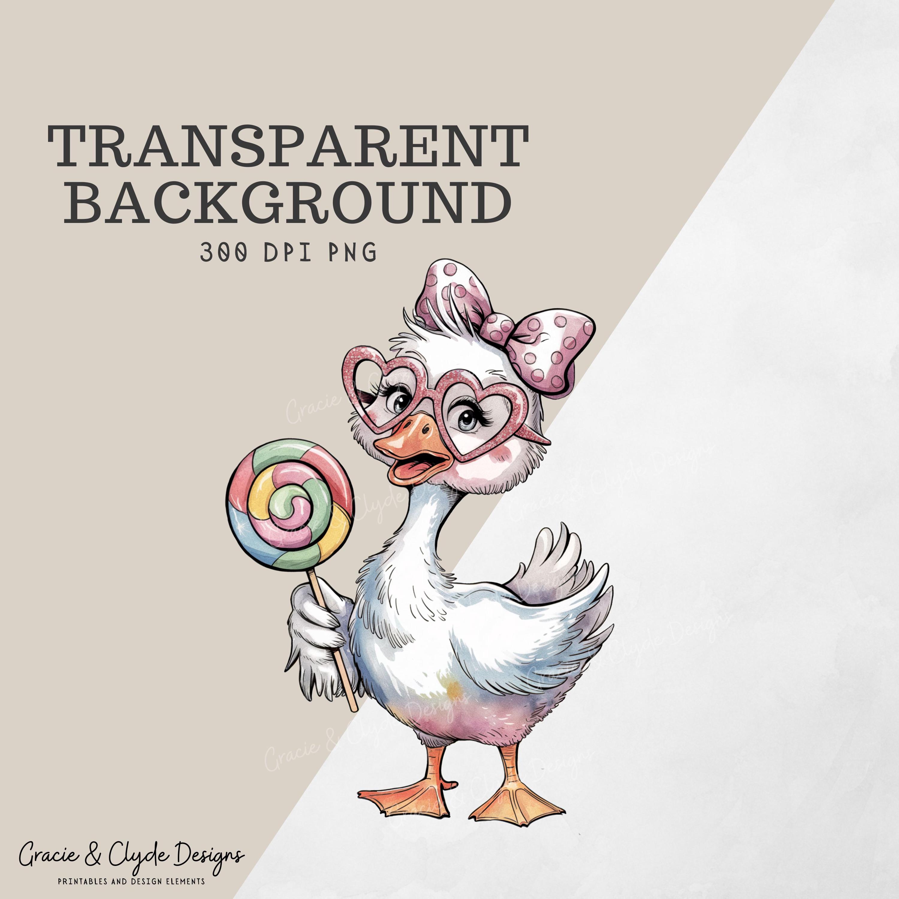 Sweet Candy Goose Clipart | Whimsical Duck With Lollipop | Cute Goose ...