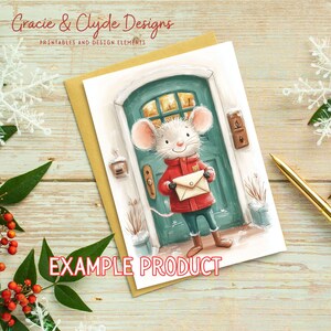 Wintermuis illustratie clipartset, png-bestand, kerstmuis, digitale download, schattige dieren, kerstclipart, digitale download afbeelding 3
