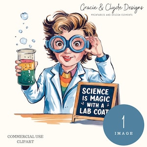 Science Classroom Clipart | Magic Lab Coat PNG | Whimsical Teacher Science Art | STEM Classroom Sublimation | Science Quote Graphic