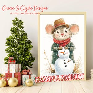 Wintermuis illustratie clipartset, png-bestand, kerstmuis, digitale download, schattige dieren, kerstclipart, digitale download afbeelding 4