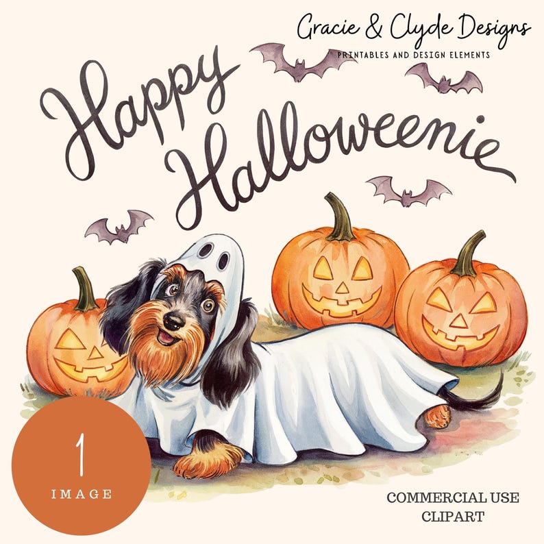 Halloween Dog Clipart – Happy Halloweenie Ghost Dachshund PNG - Etsy