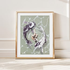 Koi Fish Print Yin and Yang Painting Gift Living Room Decor Yin and Yang Gift Office Decor Avatar Wall Art