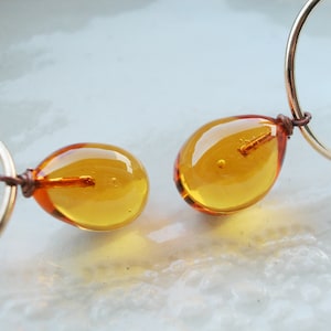 Murano Amber Drop Hoop Earrings