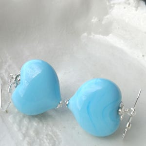 Turquoise Heart Earrings In Murano Glass