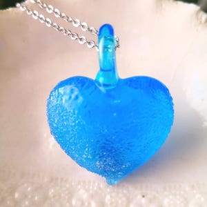 Blue Murano Glass Frit Heart Necklace