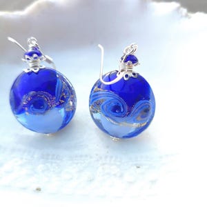 Cobalt Blue Murano Glass Earrings