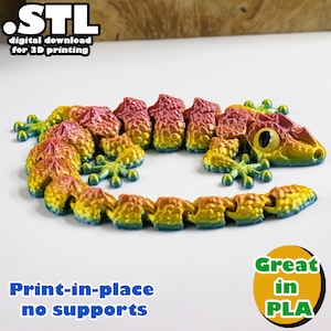 Flexi Lizard STL, print in place, no support, PLA, 3D Joy Store