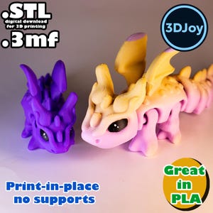 Flexi Wind Dragon STL, 3mf, Print in Place, No Support, PLA, 3D Joy ...