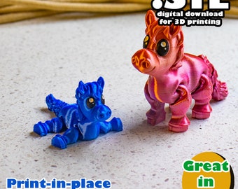 Flexi Horse STL, print in place, no support, PLA, 3D Joy Store