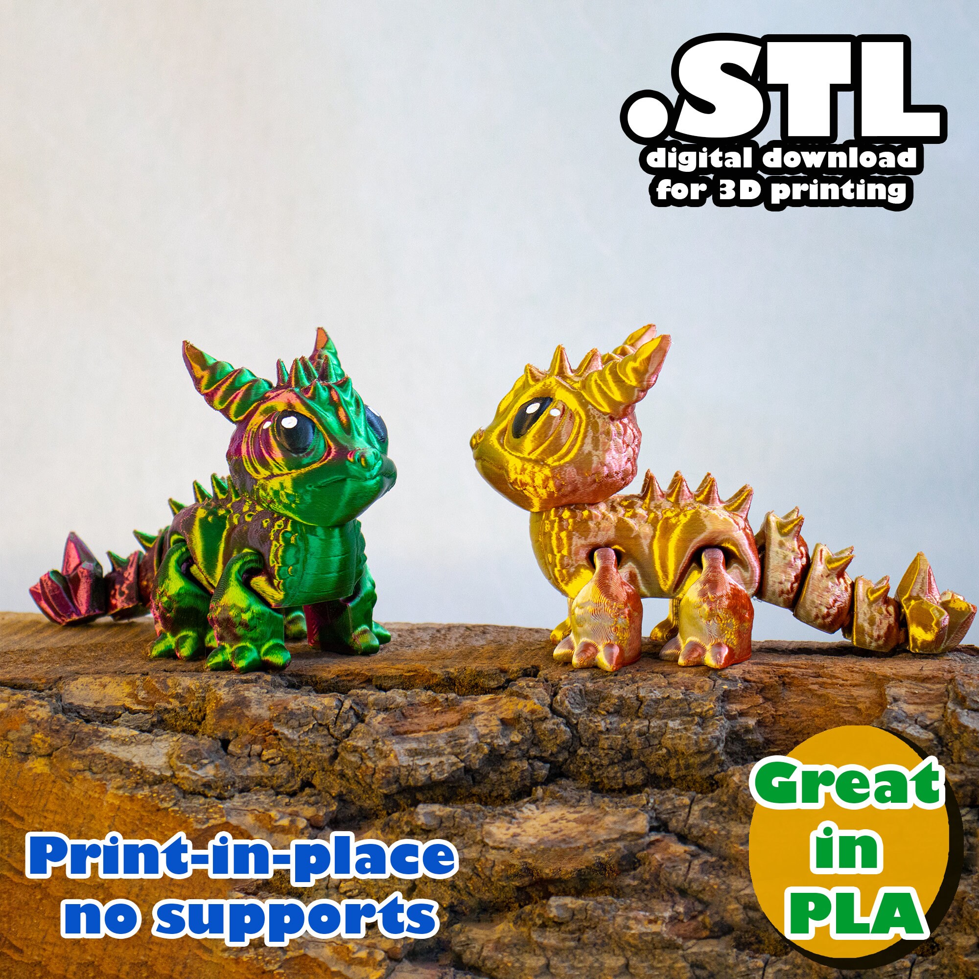 Flexi Dragon STL, Print in Place, No Support, PLA, 3D Joy Store - Etsy