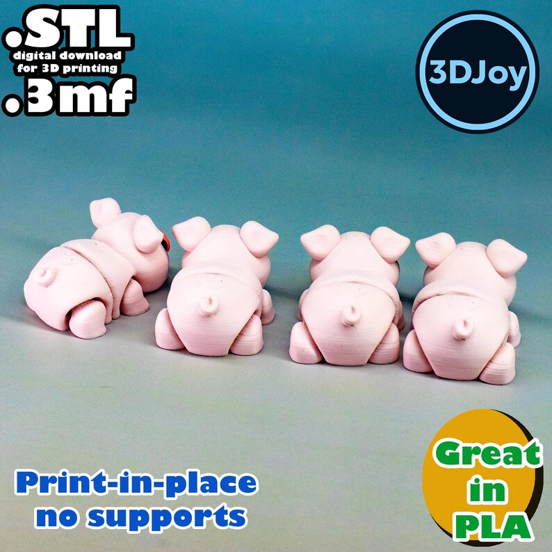 Flexi Pig STL, 3mf, Print in Place, No Support, PLA, 3D Joy Store - Etsy