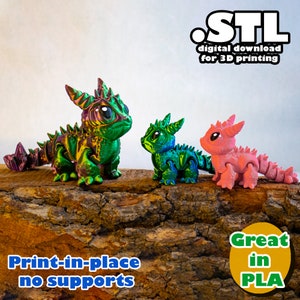 Flexi Dragon STL, Druck an Ort und Stelle, keine Unterstützung, PLA, 3D Joy Store