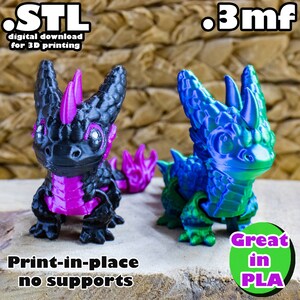 Flexi Dragon STL, 3mf, Print in Place, No Support, PLA, 3D Joy Store - Etsy