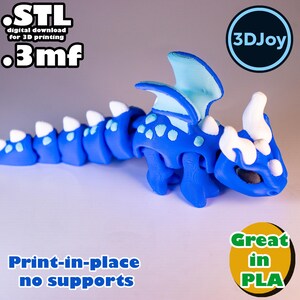 Flexi Wind Dragon STL, 3mf, Print in Place, No Support, PLA, 3D Joy ...