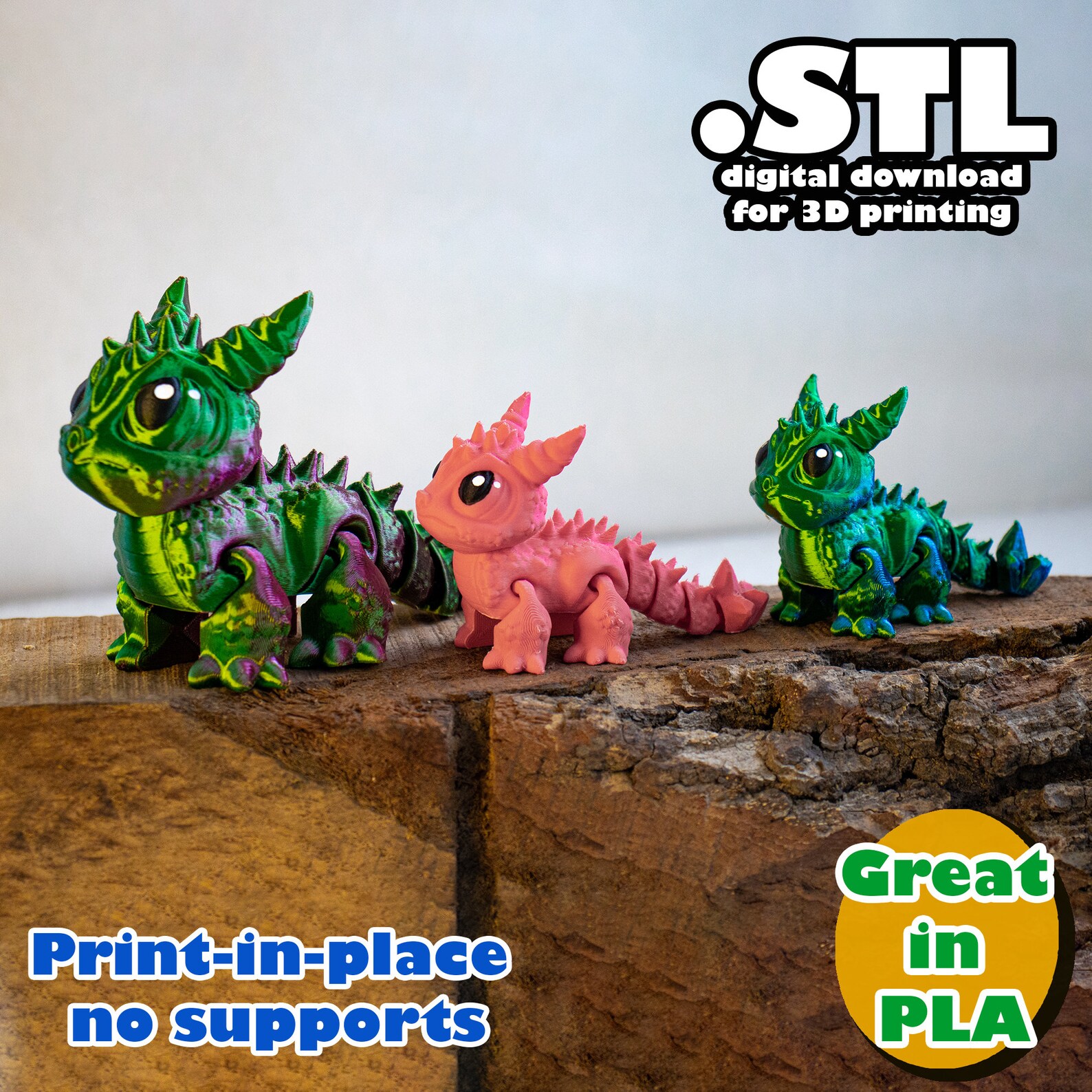 Flexi Dragon STL, Print in Place, No Support, PLA, 3D Joy Store - Etsy