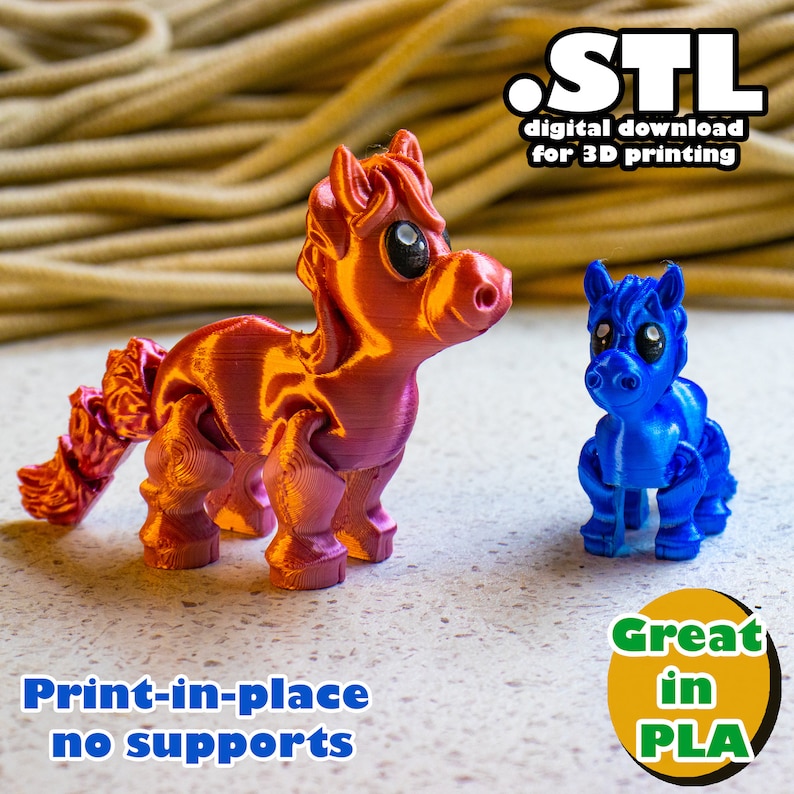 Flexi Horse STL, Print in Place, No Support, PLA, 3D Joy Store - Etsy
