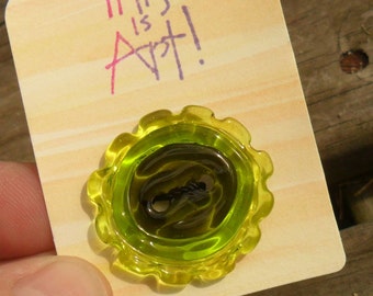 Green 2 Hole Button Artisan Handmade SRA  Glassymom