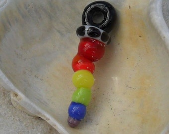 Rainbow Focal, Bubble ROYGBV Lampwork Glass Pendant Artisan Handmade SRA Glassymom