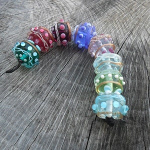 Sparkly Pastels  Lampwork Rounds Set of 8 Artisan SRA Handmade Glass Beads Glassymom