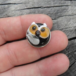 Snap Charm Owl Snap, Lampwork Artisan Handmade Fits 18 mm SRA Glassymom image 1