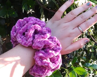 Crochet velvet Scrunchie | Electric Violet Sparkle