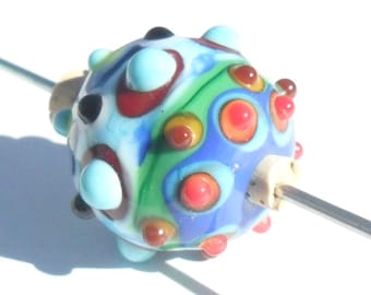 Lampwork Large Round Focal, Multicolored Artisan Handmade SRA LETEAM Glassymom