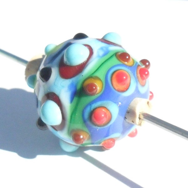 Lampwork Large Round Focal, Multicolored Artisan Handmade SRA LETEAM Glassymom