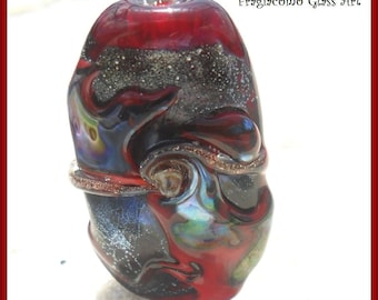 Lampwork Focal Bead, Lava Red, Artisan handmade SRA Glassymom