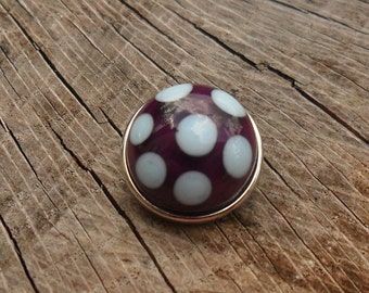 Snap Charm Purple Blue Polka Dot Lampwork Artisan Handmade SRA Glassymom