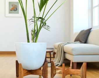 Suporte para plantas MCM de madeira estilo moderno de meados do século