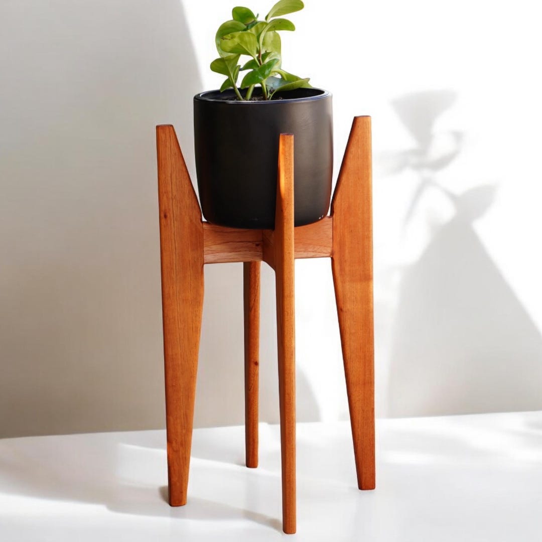 Two Set Wood Plant Stand Mid Century Modern, South American Cedar Wood ...