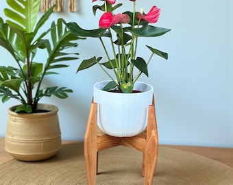 Pedestal de madera de cedro para plantas y decoración de sala de estar