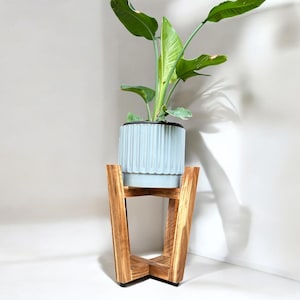 Raised Single Plant Stand Mid Century Modern Style