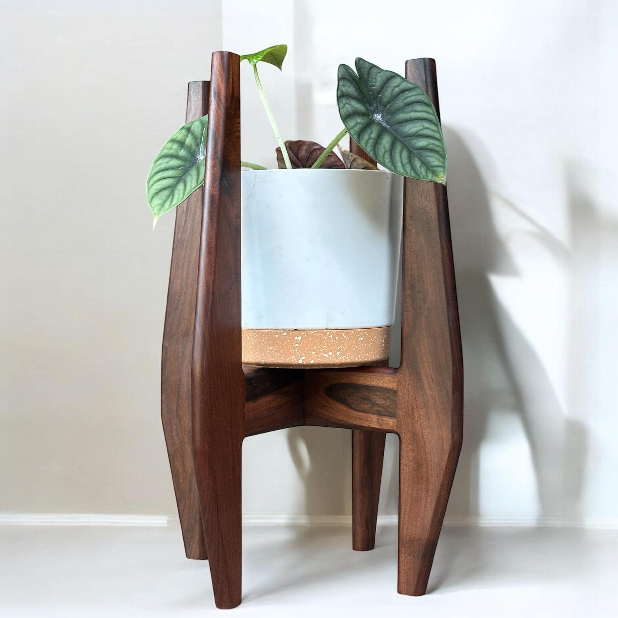 Walnut Wood Plant Stand Indoor Mid Century Modern - Etsy