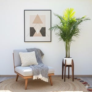 wood plant stand mid century modern display stand with adjustable leveling feet